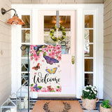 Baccessor Spring Summer Garden Flag Floral Bird Butterfly Flowers Welcome Spring Summer Flag 12.5 x 18 Inch Double Sided Burlap Small Spring Summer Flag for Outside Decor