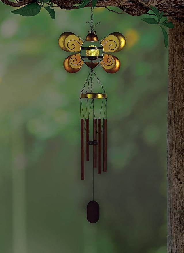 Sunset Vista Designs Solar Collection - Solar Wind Chime, Bee