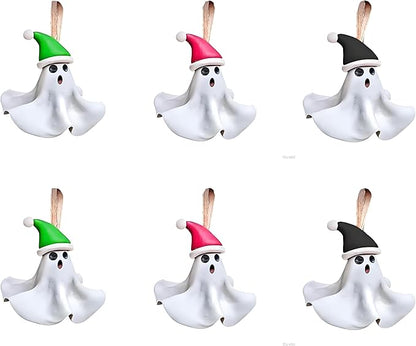 6 Pack Halloween/Christmas Decorations Outdoor Indoor,Cute 3D Resin Ghost Decoration,Halloween Ghost Hanging Ornaments for Home Outside Porch Garden Yard Lawn Party Decorations (6 Pack)