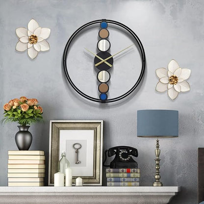 Metal Flower Wall Art Decor, 10“ Rustic Modern Floral Sculpture, Distressed Iron Wall Hanging Home Decoration Accent Artworks for Indoor Kitchen Bedroom Living Room Office Outdoor Garden Patio