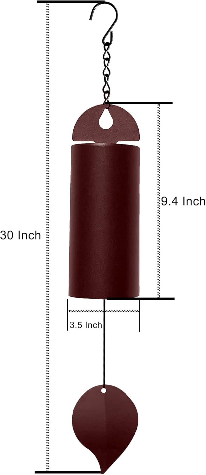 Wind Chimes for Outside Deep Tone, Large Metal Cylinder Memorial Wind Chimes Outdoor - Serenity Bell with Deep Resonance Outdoor Decor for Garden Patio Yard Porch - Brown