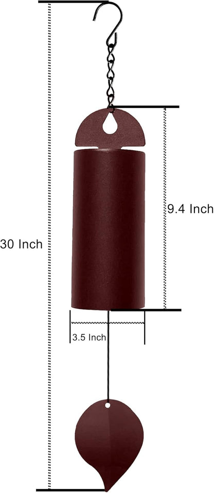 Wind Chimes for Outside Deep Tone, Large Metal Cylinder Memorial Wind Chimes Outdoor - Serenity Bell with Deep Resonance Outdoor Decor for Garden Patio Yard Porch - Brown