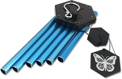 Fonmy Wind Chimes Outdoor w/Butterfly Sign Memorial Windchimes Great Wind Chime Gifts Soothing Melodic Tones & Bamboo/Aluminum Chime for Garden Home or Yard-31 Length Blue Chimes Hanging Decor.