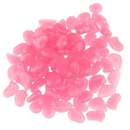 550 Pcs Glow in The Dark Garden Stones Pebbles, Gardening Luminous Glow Stones Outdoor Decor Glowing Water Fish Tank Gravel (Pink)