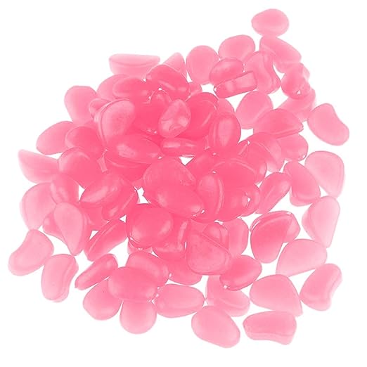 550 Pcs Glow in The Dark Garden Stones Pebbles, Gardening Luminous Glow Stones Outdoor Decor Glowing Water Fish Tank Gravel (Pink)