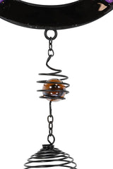 Ebros Gift Purple Stained Glass Pentacle Pentagram Circle Resonant Relaxing Metal Wind Chime Suncatcher Garden Patio Accent with Gemstones and Beads