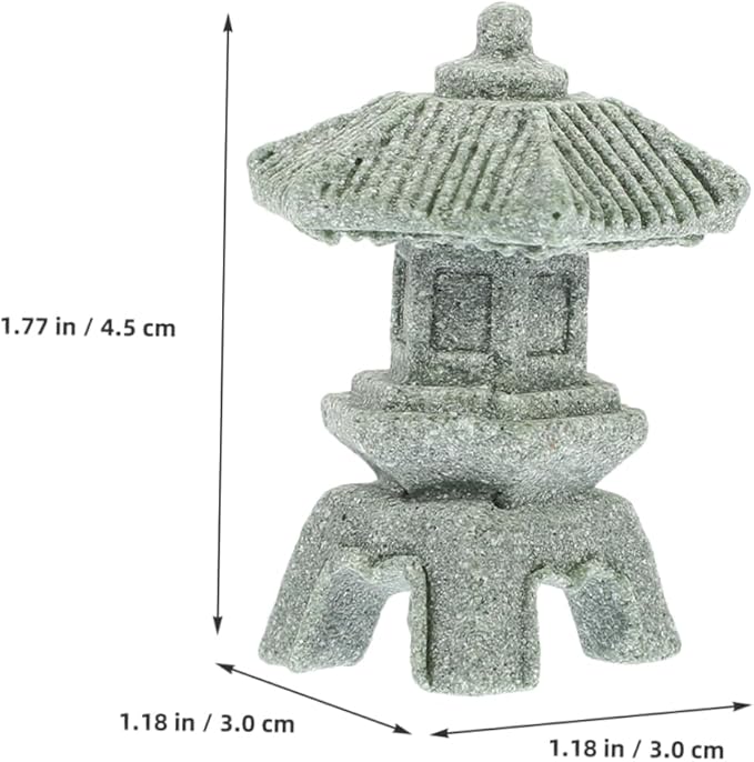 Yardwe 4pcs Miniature Sandstone Pagoda Statues Zen Decor for Use Japanese Lantern Sculptures for Bonsai and Aquariums