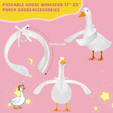 Poseable Goose Wings &Mini Hats for 23" Porch Goose Statue - 2-Pack White Fabric Arms for Custom Lawn Ornament Display - Weather-Resistant Yard Goose Accessories for Cement or Plastic Figures