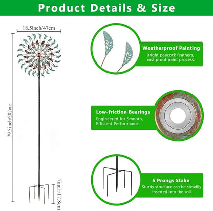 DREAMSOUL 360° Large Wind Spinner Outdoor Vintage Metal Windmill for Yard, Kinetic 6 Blades Wind Spinner for Patio Lawn Decor (80 * 19 Inches)