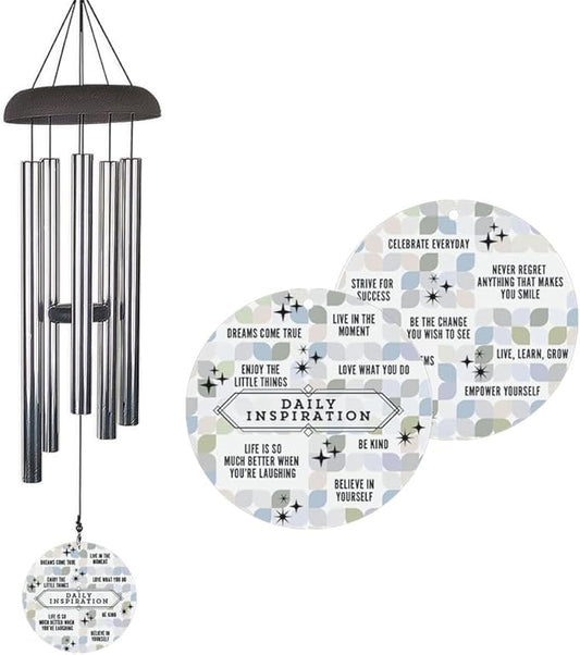 Motivational Wind Chime Daily Inspiration with Uplifting Quotes, Patchwork Sail Design, Outdoor Hanging Chime for Garden, Porch, or Patio, Encouraging Gift Idea