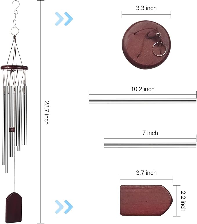 Wind Chimes for Outside, Memorial Wind Chimes with Soothing Melodic Tones, Sympathy Wind Chimes with 6 Tuned Tubes, Great as a Gift or for Your Own Porch, Garden, Backyard, and Home, 29 Inch