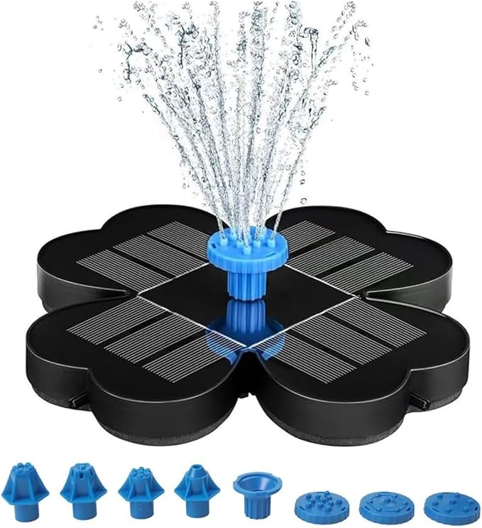 Solar Fountain Pump,Water Fountain Outdoor Garden with 8 Nozzles, for Bird Bath, Ponds, Garden and Fish Tank