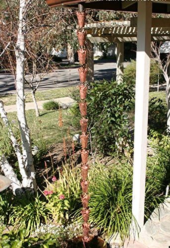 Nutshell Stores Hummingbird Theme Copper Rain Chain with Installation Kit (8 Foot)