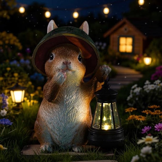 Garden Bunny Lantern, Decorative Orange Rabbit Figurine, Garden Statues Rabbit with Solar Lantern Outdoor Decor-Rabbit Solar Figurines Lights Decorations for Patio Yard