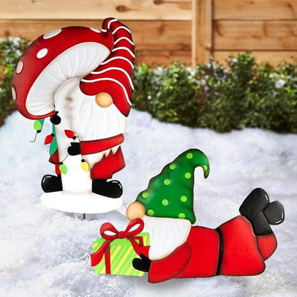 Christmas Gnome Garden Stakes - Mushroom