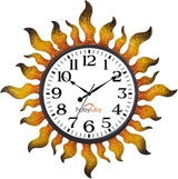 Outdoor Clock Silent Non-Ticking, 13" Sun Outdoor Wall Clock for Patio, Living Room, Home Decor（Gold）