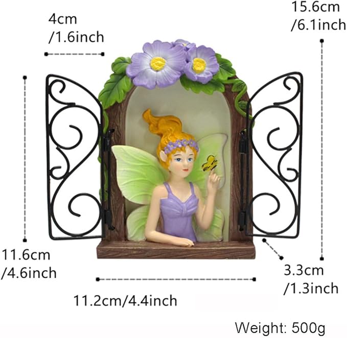 JARPSIRY Fairy Out The Window Tree Hugger Garden Statue, Glow in The Dark Resin Fairy Figurine Wall Art Sculpture Outdoor Tree Faces Decor for Patio Lawn Yard Ornaments (Green)