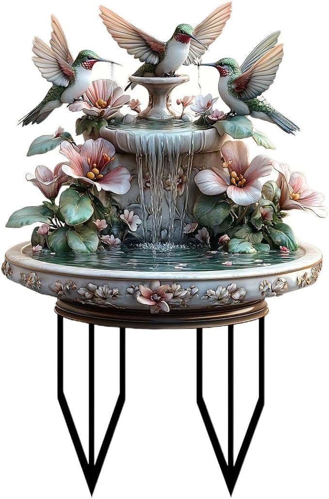 Hummingbird Flowing Water Garden Stake Decor, Butterfly Acrylic 2D Garden Decoration,Sculptures Ornament Garden Accessories for Outdoor Indoor Yard Lawn Pot Plants (Style E)