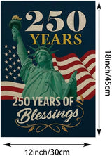 ZXvZYT 250 Years America Blessings Garden Flag,Statue of Liberty Design,USA 250th Anniversary Patriotic Design Flags Banner Double Sided Flax Outdoor Yard Decorative(12"x 18")