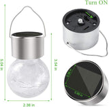 Hanging Solar Powered Warm White LED Light, Cracked Glass Ball Light, Waterproof Outdoor Christmas Decorative Lantern for Garden, Yard, Patio, Lawn (Single Color, 1)