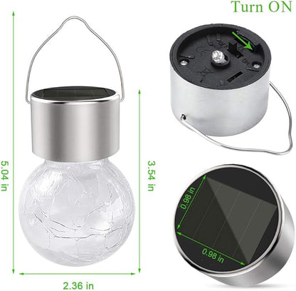 Hanging Solar Powered LED Light with 7 Color Auto-Changing, Cracked Glass Ball Light, Waterproof Outdoor Christmas Decorative Lantern for Garden, Yard, Patio, Lawn (Colorful, 1)