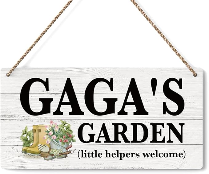 Gaga Gifts Outdoor Garden Wooden Sign Decor, Indoor Garden Decoration Hanging Signs 12x6 Inches, Outdoor Porch Yard Wall Art Decor Sign, Mother's Day Gifts Birthday Gift for Mom Grandma