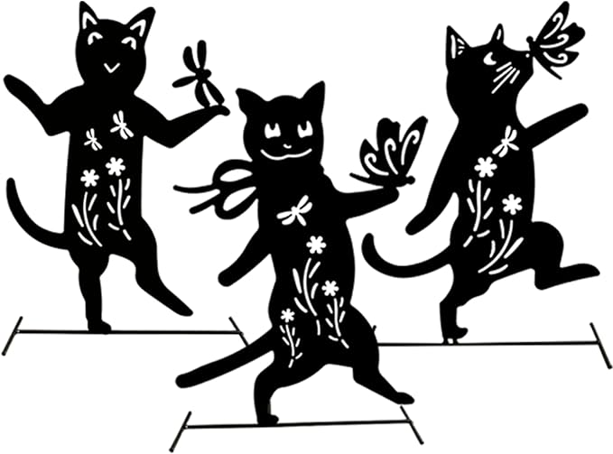 Metal Black Cat Decorative Garden Stakes,3 Pack 15" Cat Stakes Garden Decor for Outside,Large Black Cat Silhouette Statues Decorations for Cat Lovers Outdoor Decor,Yard Art,Lawn Ornaments