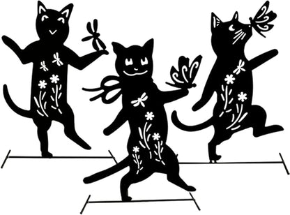 Metal Black Cat Decorative Garden Stakes,3 Pack 15" Cat Stakes Garden Decor for Outside,Large Black Cat Silhouette Statues Decorations for Cat Lovers Outdoor Decor,Yard Art,Lawn Ornaments