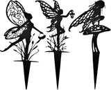 Tipmant Metal Iron Art Decoration Flower Fairy Silhouette Decorative Stakes Statues Ornament Crafts for Outdoor Gardens, Yard, Courtyards, Parks, Lawns, Potted Plants, Corridors etc. – 3 Pack