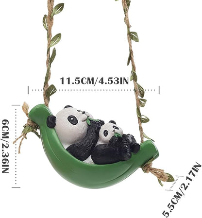 Swing Animals Garden Statue Outdoor Decor, Resin Hanging Animals Figurine Tree Ornaments Yard Art Sculpture for Stump Branch Patio Lawn Decorations (Mom & Baby Panda)