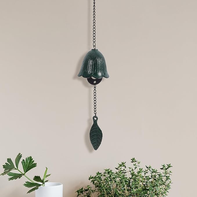 DOITOOL Retro Temple Wind Chime Pendant 12.2 Inch Iron Hanging Bell for Outdoor Garden Patio Balcony Decor with Melodious Sound