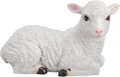 Jerliflyer Lamb Garden Statue,Sheep Hand Made Lifelike Garden Sculpture for Indoor Outdoor Decoration (Medium Lying Position)