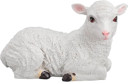 Jerliflyer Lamb Garden Statue,Sheep Hand Made Lifelike Garden Sculpture for Indoor Outdoor Decoration (Medium Lying Position)
