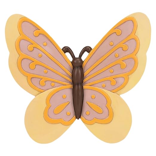 Magnolia Garden 12-Inch Sculpted Butterfly Decorative Stepping Stone – 3D Yellow & Amber Resin Garden Walkway Tile – Vibrant Winged Insect Outdoor Accent