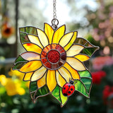 Sunflower Flower Acrylic Suncatcher, Flower Suncatchers for Window Hangings, Stained Glass Effect Garden Decor, Gift for Mother's Day, Mom, Grandma, Wife, Women