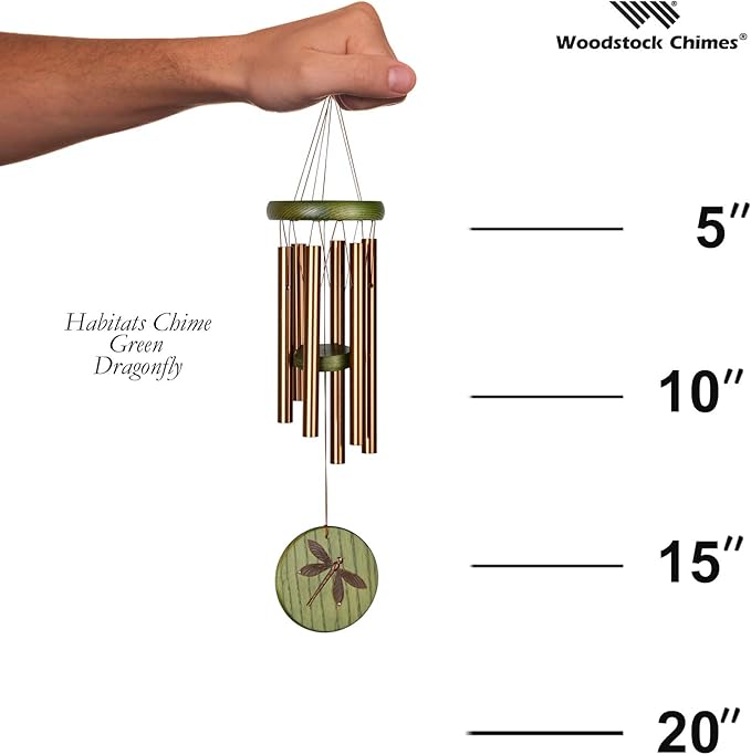 Woodstock Chimes Signature Collection, Woodstock Habitats Chime, 17'' Green, Dragonfly Habitats and Nature Wind Chimes for Outdoor, Patio, Home or Garden Décor (HCGD)