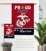 Proud Family Marines Garden Flag - Armed Forces Marine Corps USMC Semper Fi United State American Military Veteran Retire Official - House Banner Small Yard Gift Double-Sided Made in USA 13 X 18.5