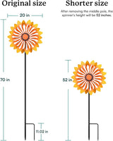 Sunflower Garden Wind Spinners - Kinetic Outdoor Metal Windmill Spinner, Lawn Patio Yard Decor, Birthday & Housewarming Gifts for Family and Friends (70 Inch Hieght)