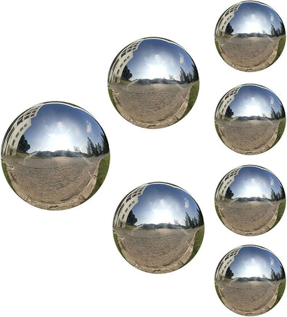 7pcs 4x2.5in/2x3in/1x3.9in Diameter Gazing Ball,Silver Stainless Steel Polished Reflective Smooth Garden Sphere Globe Mirror,Colorful and Shiny Addition to Any Garden or Home
