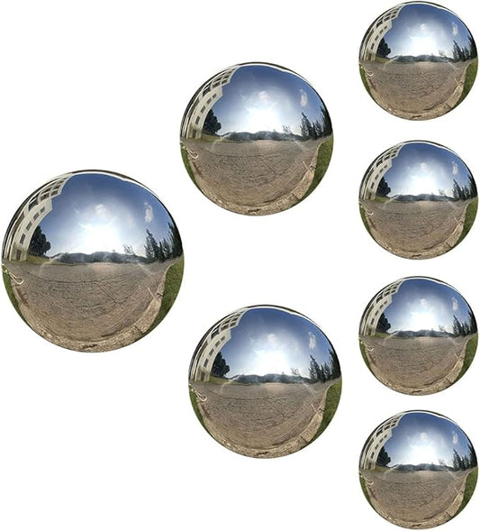 7pcs 4x2.5in/2x3in/1x3.9in Diameter Gazing Ball,Silver Stainless Steel Polished Reflective Smooth Garden Sphere Globe Mirror,Colorful and Shiny Addition to Any Garden or Home