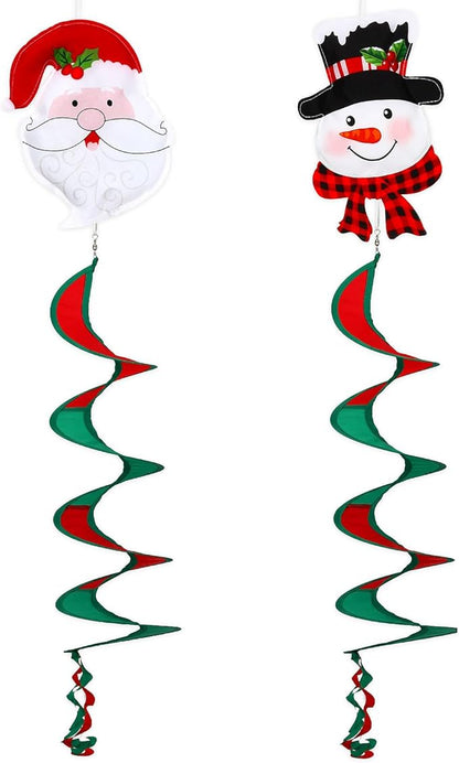 NOVWANG 2 Pcs Christmas Wind Spinners, 40 Inch Christmas Santa Snowman Wind Spinners Winter Outdoor Hanging Decorations for Holiday Indoor Outdoor Yard Patio Lawn Garden Decor