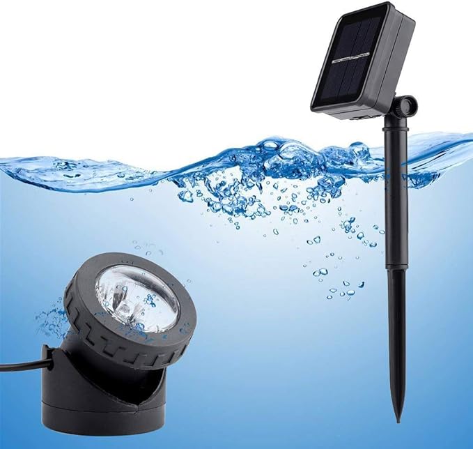 BAFOVY Solar Underwater Spotlight, 6 LED Light with Auto Dark Sensor for Garden Pool Pond Fountain Decoration