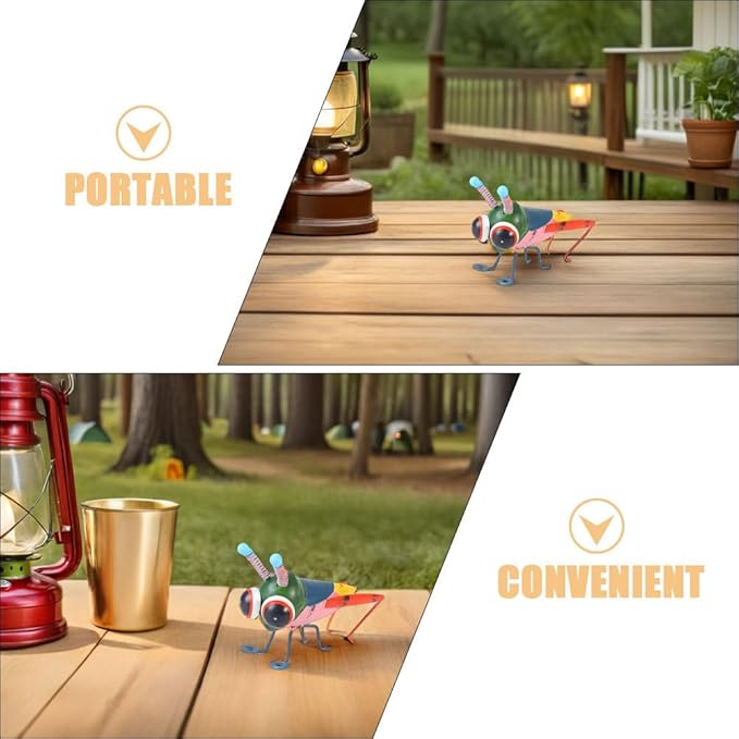BESTonZON 3pcs Outdoor Locust Decor: Metal Insect Statues for Garden Ornaments - Colorful Iron Art Locust Figurines - Bookshelf and Cabinet Sculptures