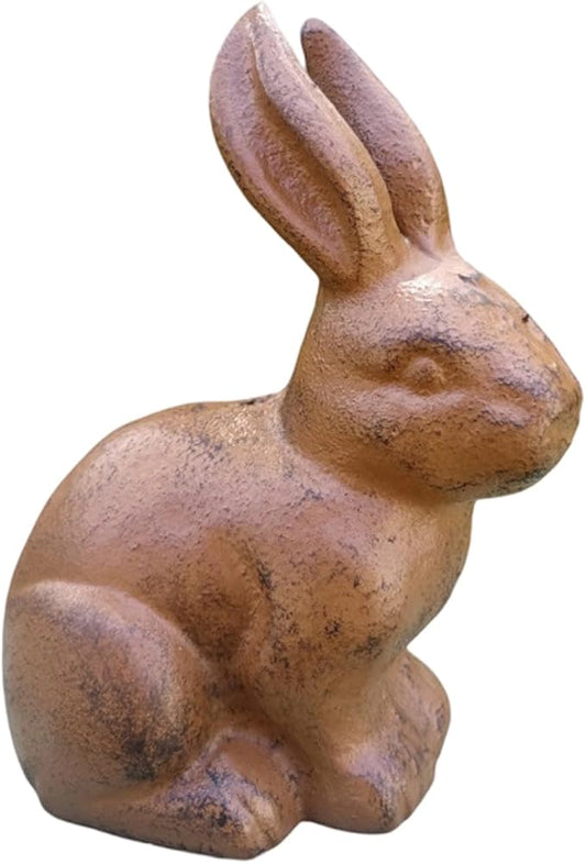 Antique Mode Metal Rabbits Sculpture Handcrafted Outdoor Decoration for Farm Garden Bookshelf Iron Garden Statue