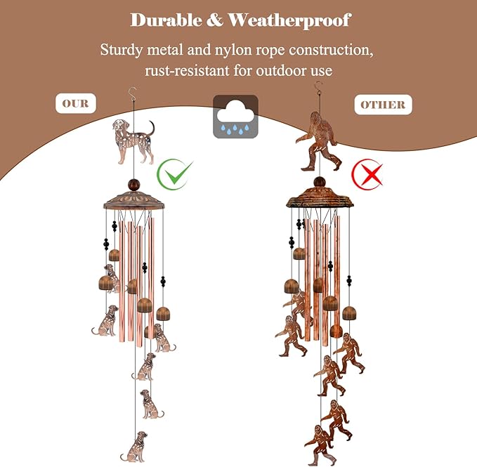 Dog Wind Chimes for Outside, Dog Windchimes Gifts for Grandma/Women Birthday Gifts,Outdoor/Indoor Metal Wind Chime for Garden,Home, Lawn, Porch, Yard (35")