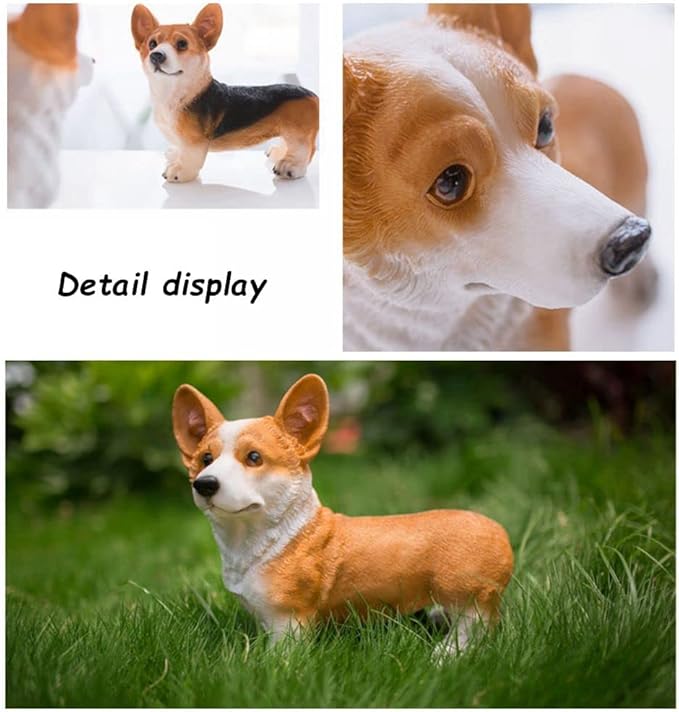 Garden Corgi Statue Dog Figurines Indoor/Outdoor Garden Landscaping Sculpture for Patio, Yard or Lawn Flower Pots Balcony Ornaments