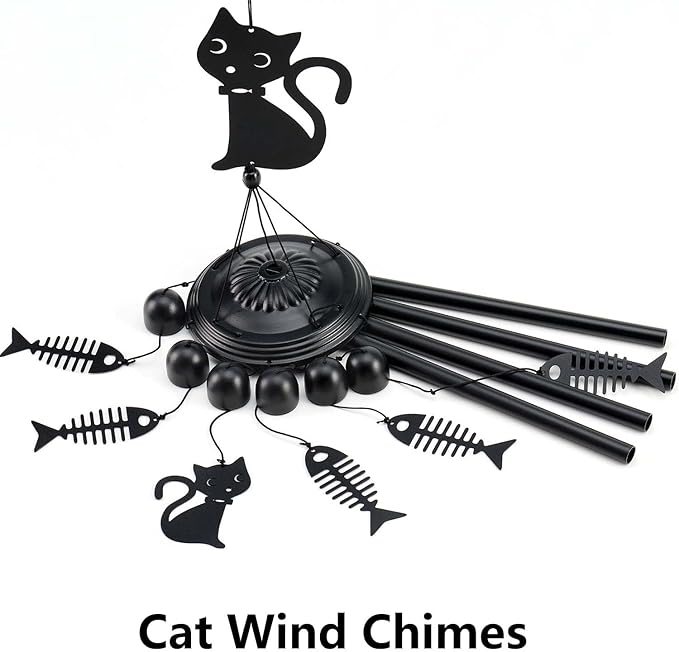 Cat Wind Chimes for Outside, Cat Lover Gifts for Women Men Mom Grandma Birthday Festival, 37" Windchimes Hanging Outdoors Garden Decor, Home Patio Garden Porch Yard Decorations