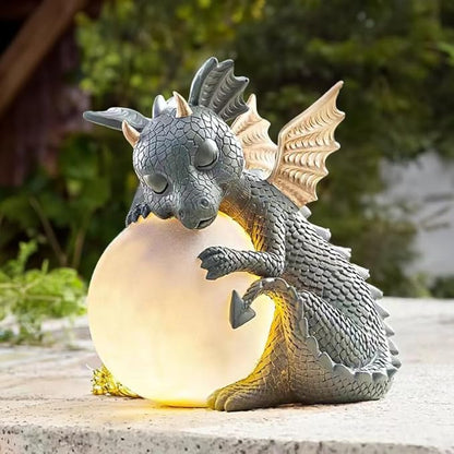 Teaeeno Solar Garden Outdoor Statue Dragon Holding Magic Orb with Solar LED Lights,Garden Dragon Figurines with LED Lights,Lawn Decor Outdoor Statue for Patio, Balcony,Yard Ornament,Yard Art Decor
