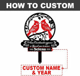 Personalized Cemetery Memorial Metal Stakes, Cardinals Memorial Grave Markers,Graden Decorations for Loss of Mother Father, Outdoor Sympathy Decor Gift