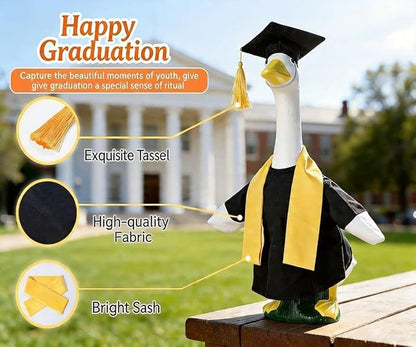 Graduation Porch Goose Outfits Academic Gown and Graduation Cap Costume Scarf for 23 Inch Cement Statue Outdoor Garden Patio Yard Lawn Art Decoration